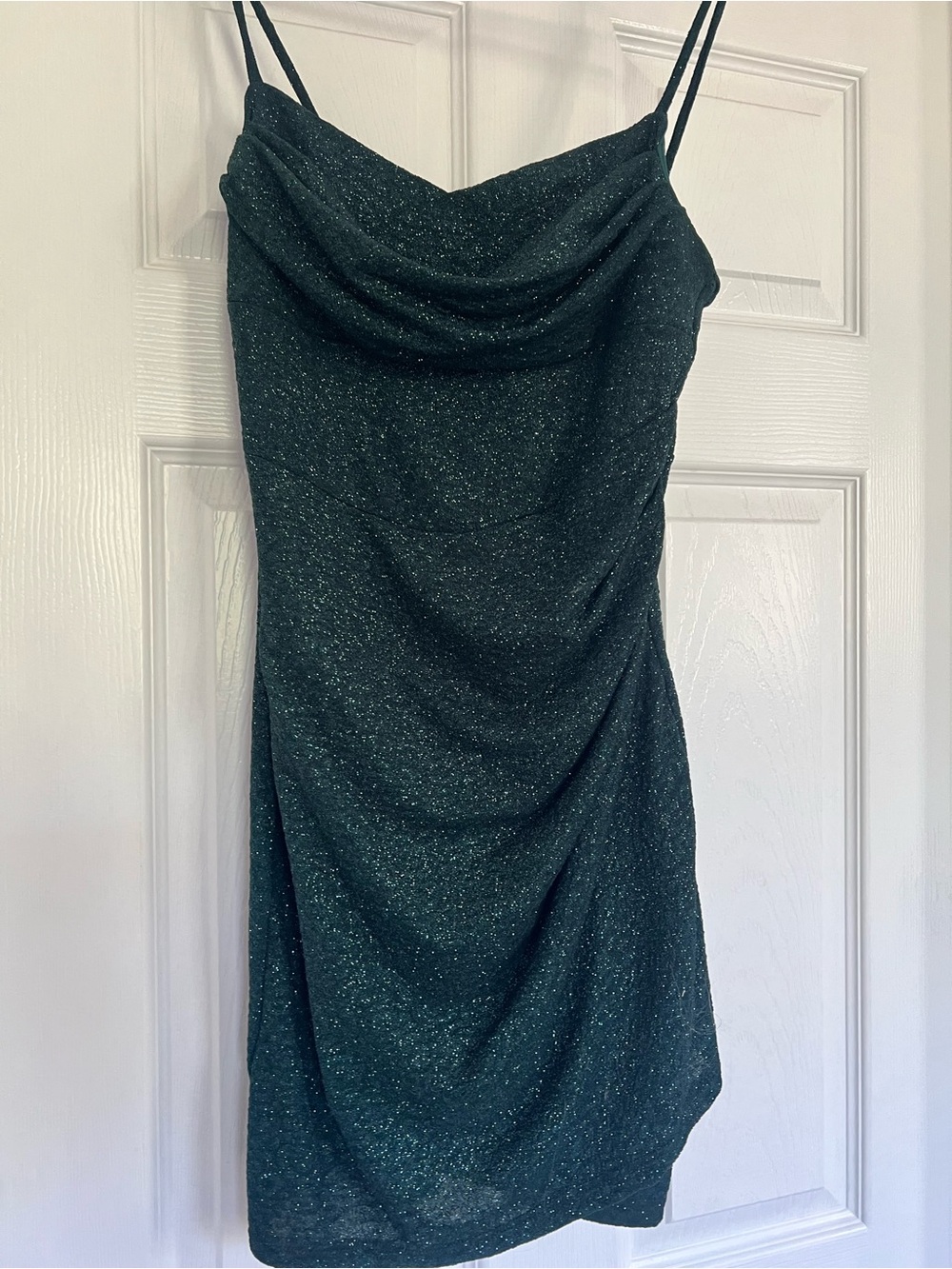 Windsor Emerald Sparkle Cowl Neck Mini Dress